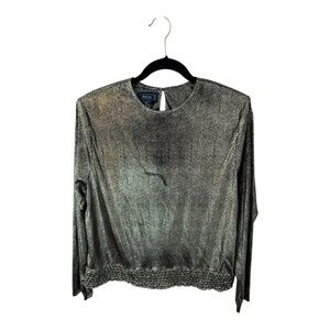 Vintage Bay Club Long Sleeve Blouse With Metallic Dot Pattern - Size 12